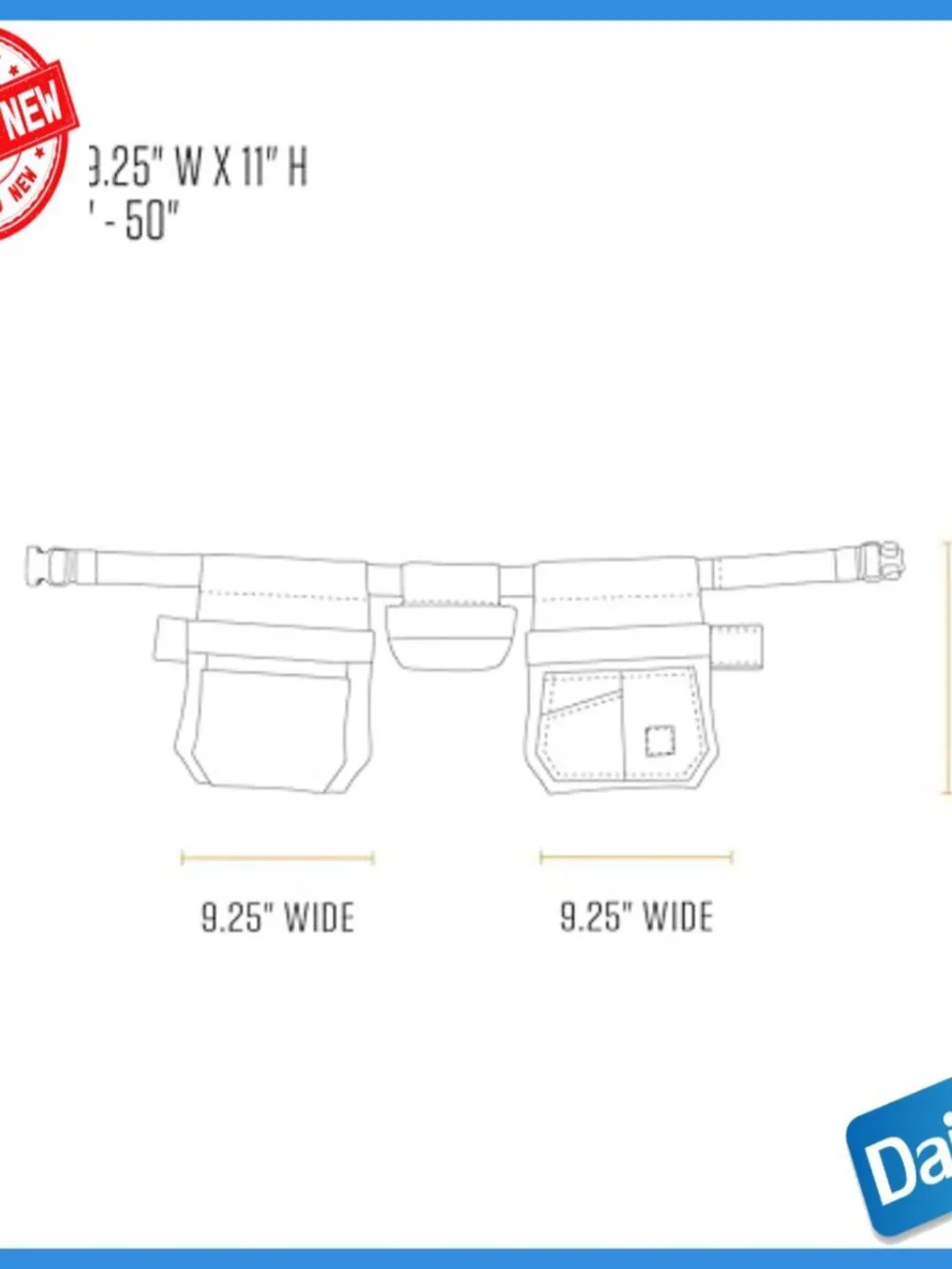 Adjustable Tool Belt with Hammer Loops, Water-Resistant, 23-50